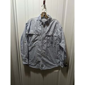 Lady Drake Shirt Womens XS Blue Button Up Boyfriend Cut Vented Fishing Hiking